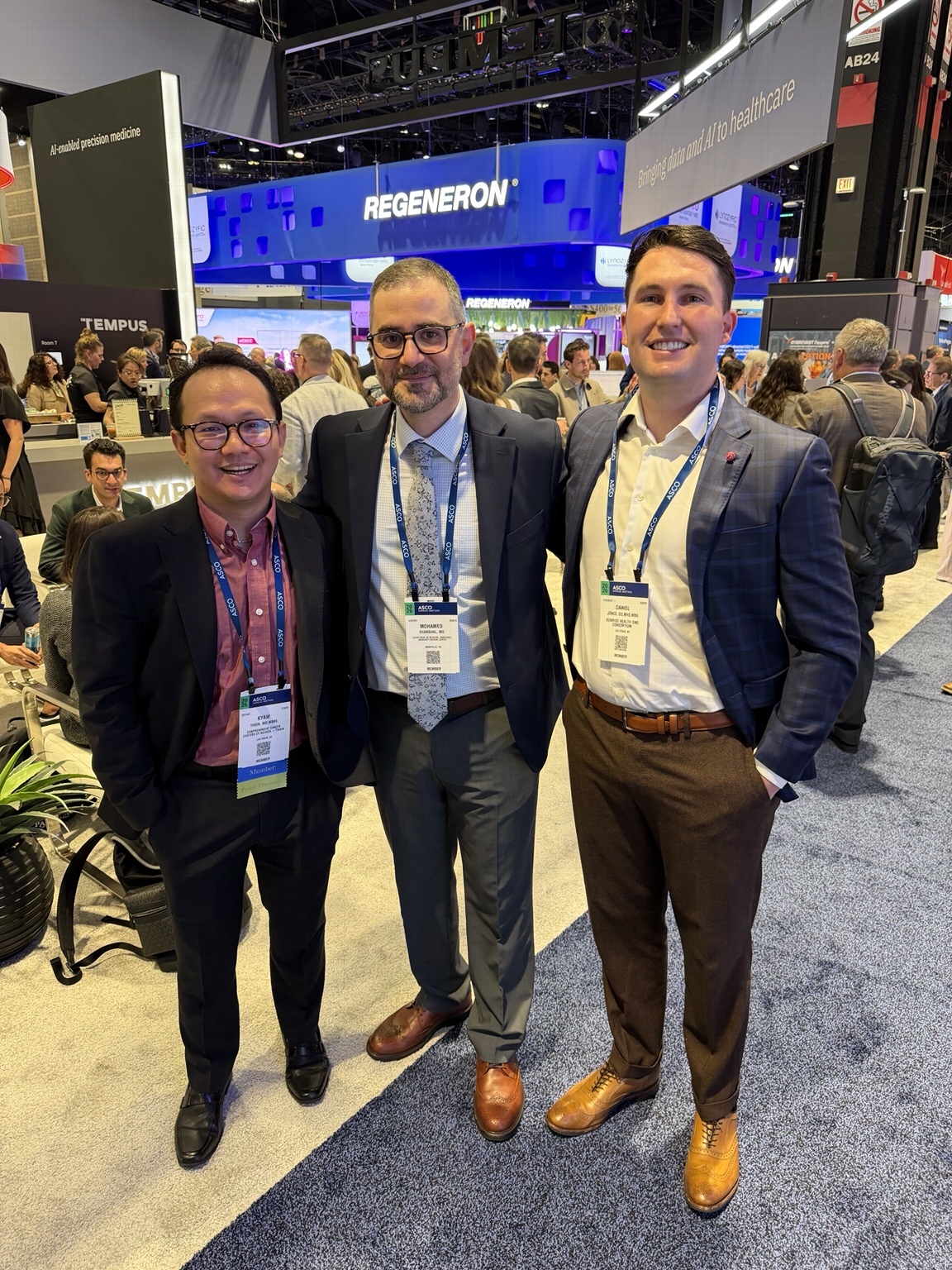 Daniel Jones with research mentors Dr. Kyaw Zin Thein and Dr. Mohamed Shanshal at ASCO